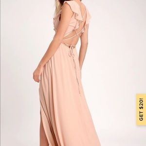 Lulu’s Feel the Rush Blush Ruffeled Lace Up Back